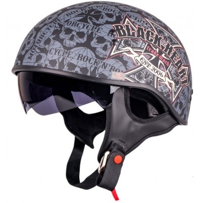 Casca moto W-Tec V535 Black Heart Cross Skull