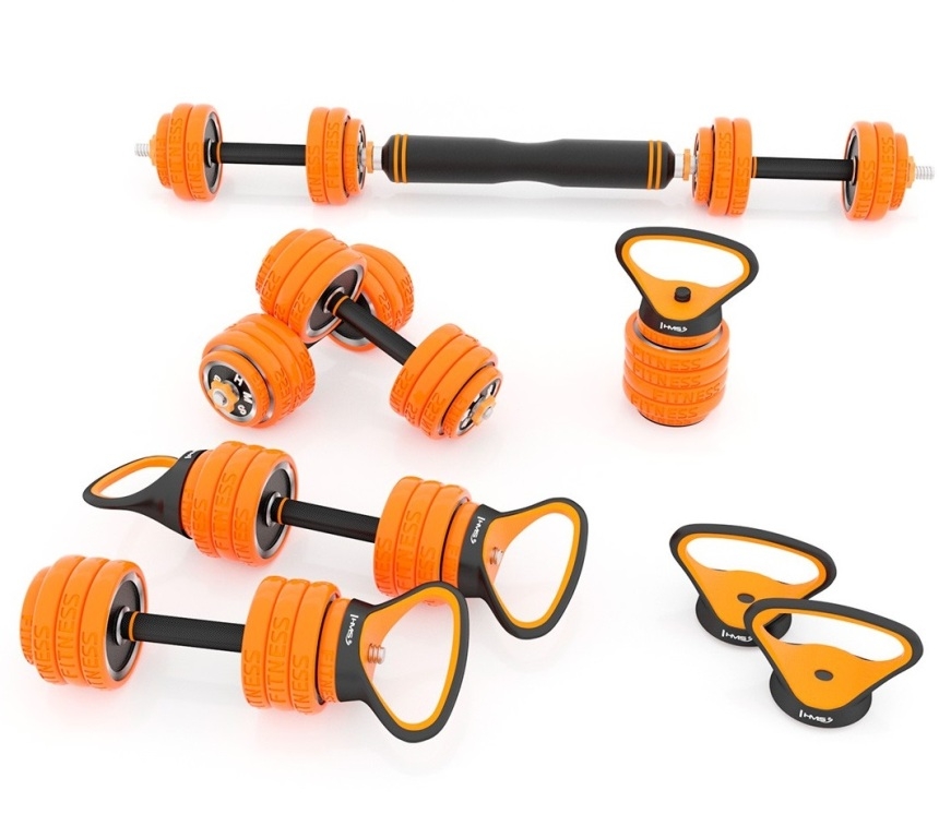 Set haltera si gantere HMS SGZ215 Pro 6in1 15 Kg