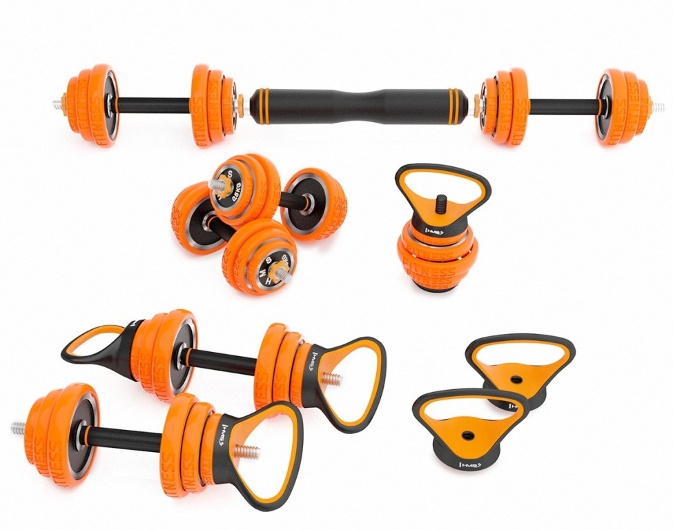 Set haltera si gantere HMS SGZ220 Pro 6in1 20 Kg